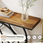 120 cm Industrial Console Table - 2-Tier Sofa Table with Geometric Metal Frame, Rustic Brown Farmhouse - Viridian HM Limited