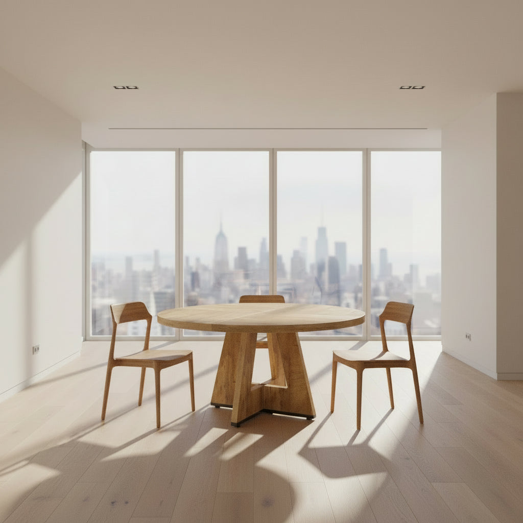 "The Somerset" Round Oak Pedestal Dining Table