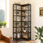 7-Tier Corner Bookshelf Display Storage Rack - Viridian HM Limited