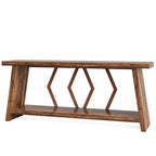 Rustic Walnut Console Table - Extra Long Entryway & Sofa Table with Geometric Metal Accents Viridian HM Limited