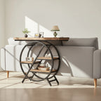4-Tier Console Table, 100cm Entryway Table with Geometric Metal Frame