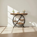 4-Tier Console Table, 100 cm Entryway Table with Geometric Metal Frame - Viridian HM Limited