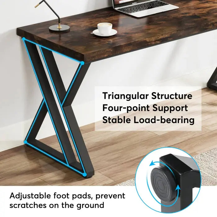 Heavy-Duty Computer Desk, 55" Simple Study Desk Writing Table