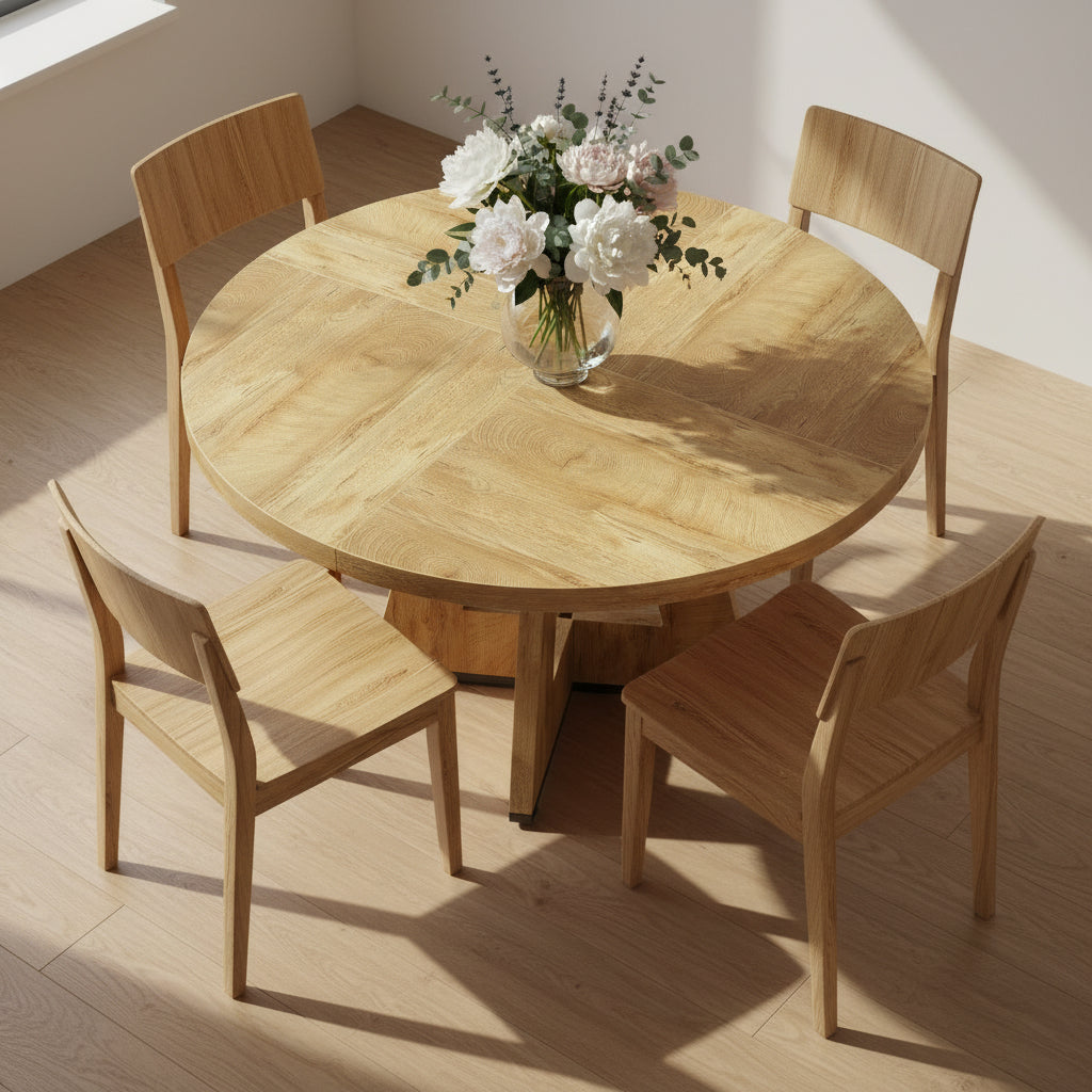 "The Somerset" Round Oak Pedestal Dining Table