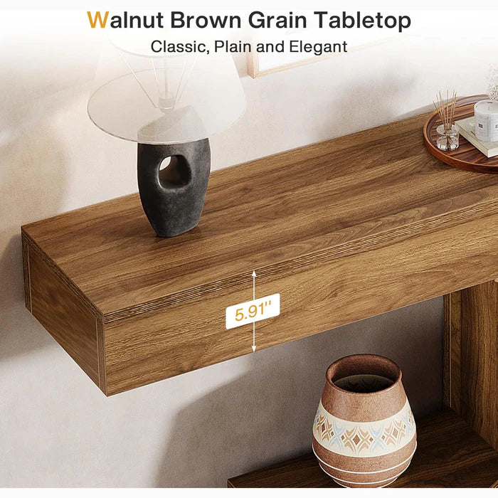 63" Walnut Console Table - Long Sofa Table for Behind Couch, Hallway & Entryway