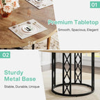Industrial Round Dining Table - Rustic Wood Top with X-Frame Metal Pedestal Viridian HM Limited