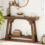 2-Tier Wood Entryway Table with Shelf with Storage, Farmhouse Narrow Sofa Table - Viridian HM Limited