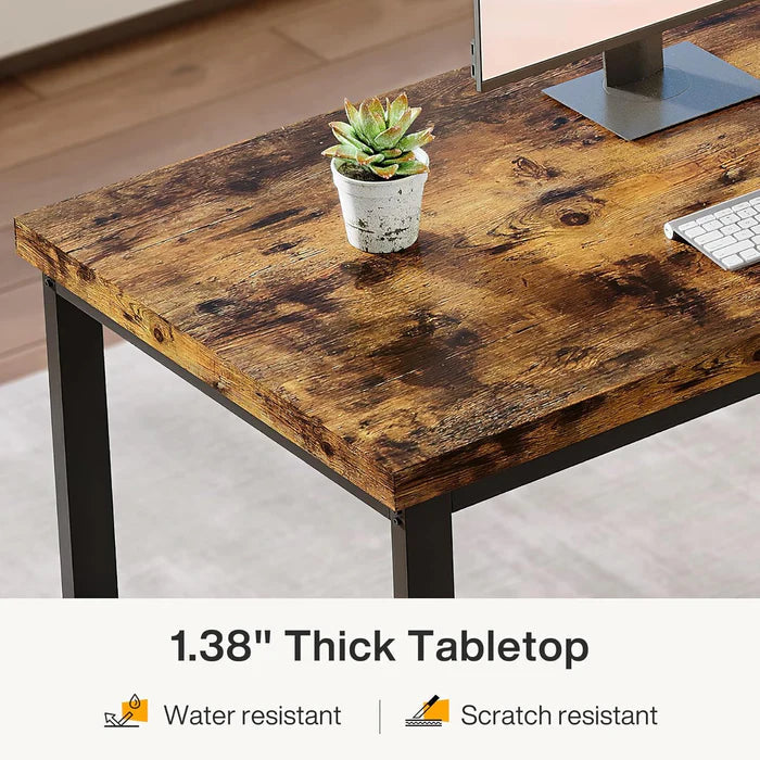 Industrial Extra-Long Double Desk - 2-Person Home Office Workstation with Black Metal Frame Viridian HM Limited