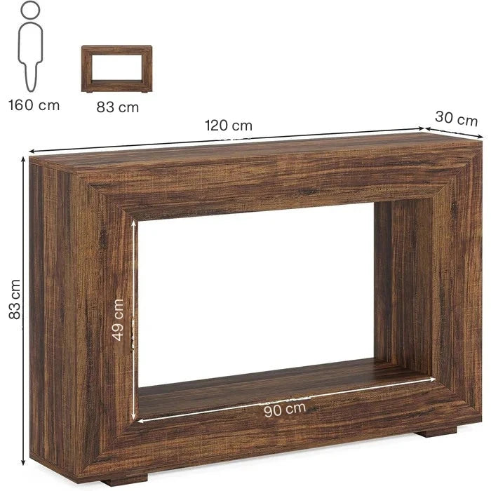 120cm Modern Rustic Hollow Console Table - Bold Geometric Entryway & Accent Sideboard Viridian HM Limited