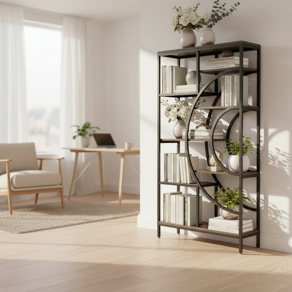 "The Eclipse" Art Deco/Mid-Century Modern Open Bookcase