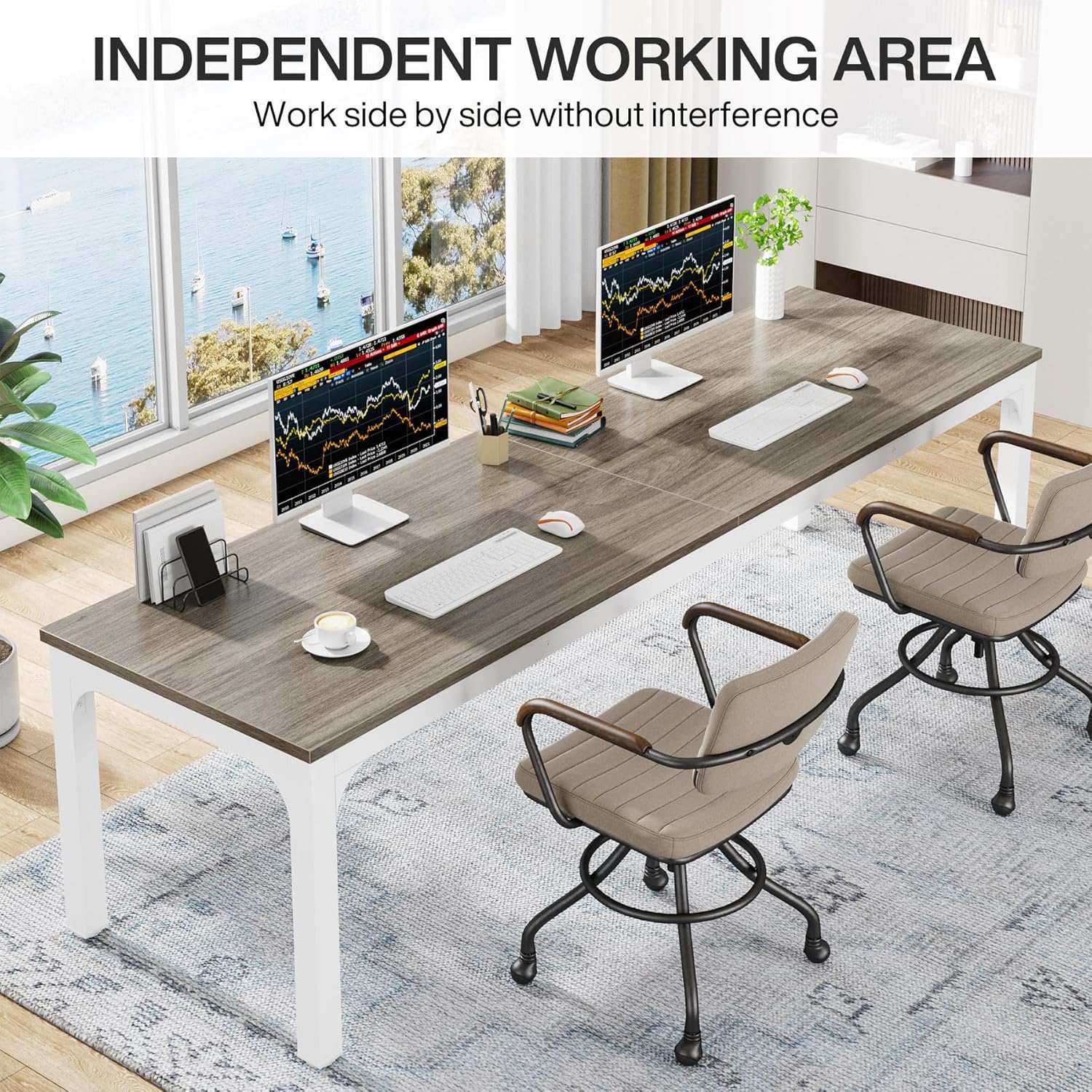 Rectangle Executive Desk, 200 cm Computer Desk 6FT Conference Table Tribesigns