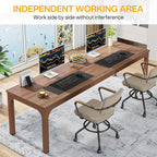 Modern Extra-Long Dual-Person Desk - Large Walnut Home Office Workstation Viridian HM Limited