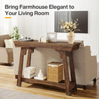 2-Tier Wood Entryway Table with Shelf with Storage, Farmhouse Narrow Sofa Table - Viridian HM Limited