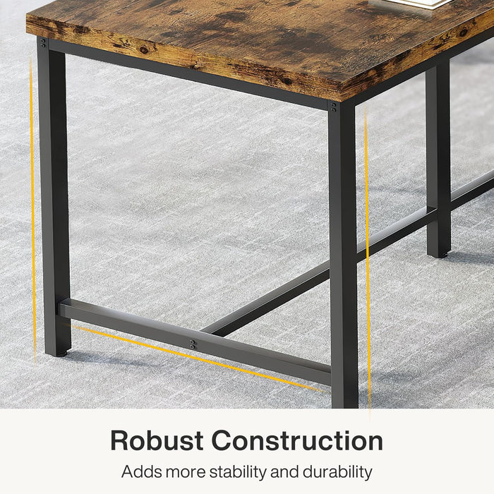 Industrial Extra-Long Double Desk - 2-Person Home Office Workstation with Black Metal Frame Viridian HM Limited