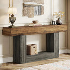 Distressed Wood Console Table 160 cm - 2-Tier Sofa & Entry Table - Viridian HM Limited