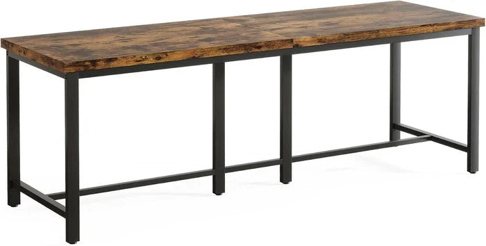 Industrial Extra-Long Double Desk - 2-Person Home Office Workstation with Black Metal Frame Viridian HM Limited