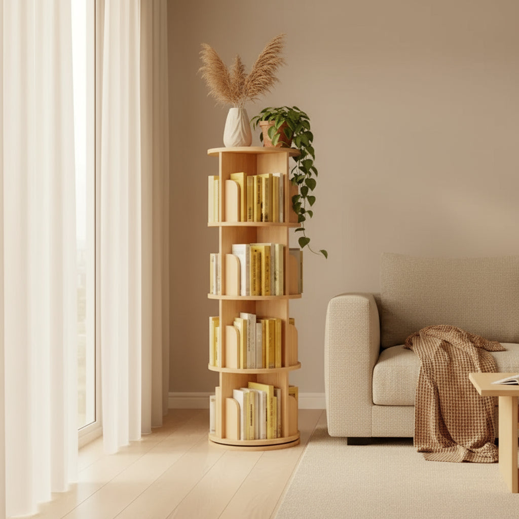 Wooden 360 Rotating Bookshelf - Viridian Home & Accessories