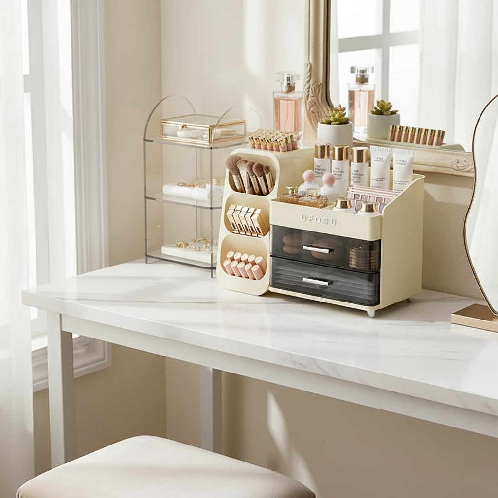 Dustproof Bathroom Makeup Storage Box Modern Elegance Dustproof Design Organized Cosmetics Protection - Viridian Home & Accessories