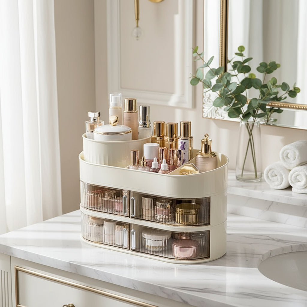 Multi-layer Dustproof Desktop Cosmetics Storage Organizer - Viridian Home & Accessories