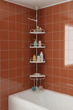 Triangle Telescopic Corner Shower Rack - 4-Tier Design Large Capacity Space Saving Multifunctional Bathroom Storage Solution - Viridian Home & Accessories