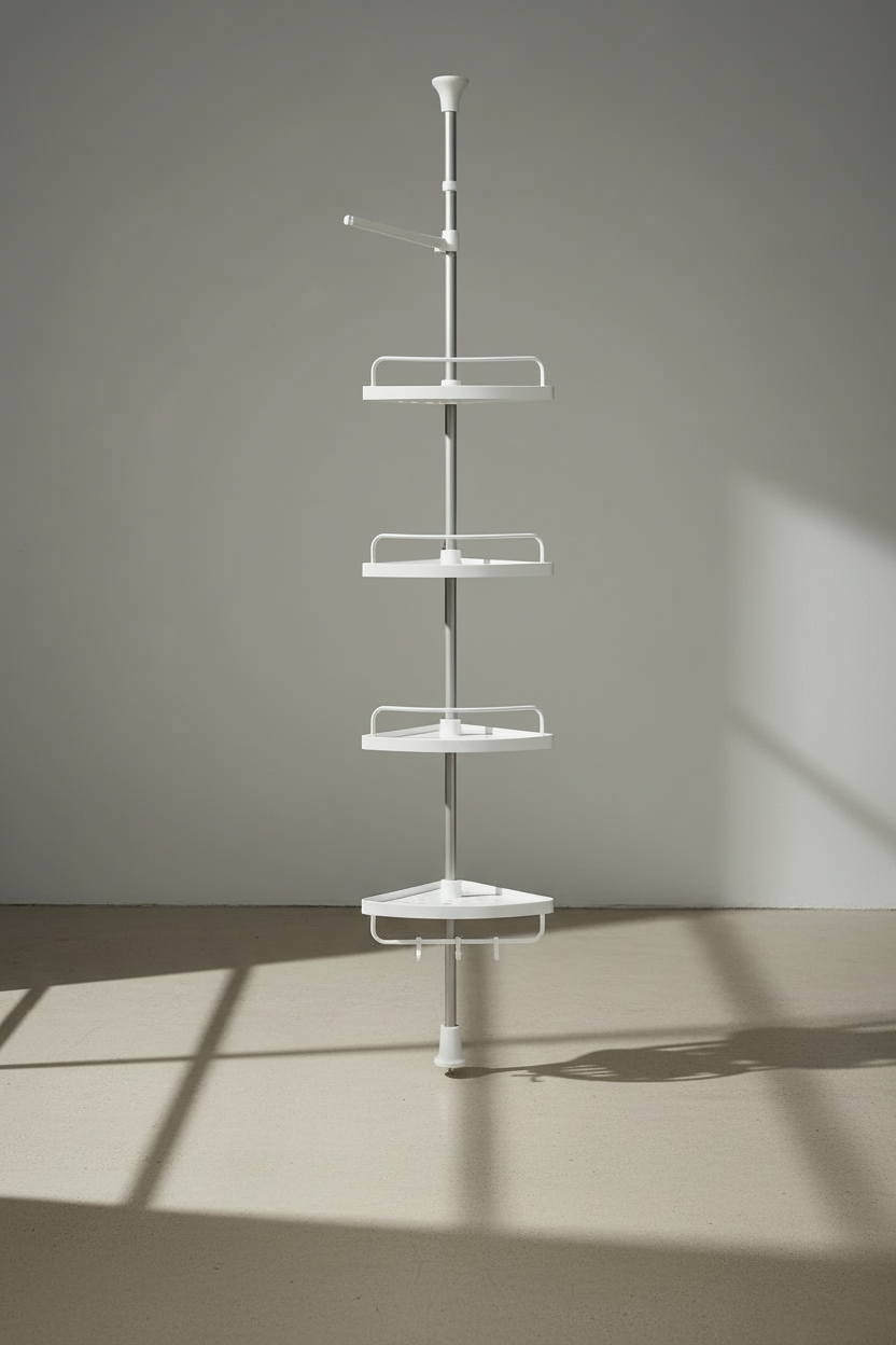 Triangle Telescopic Corner Shower Rack - 4-Tier Design Space Saving