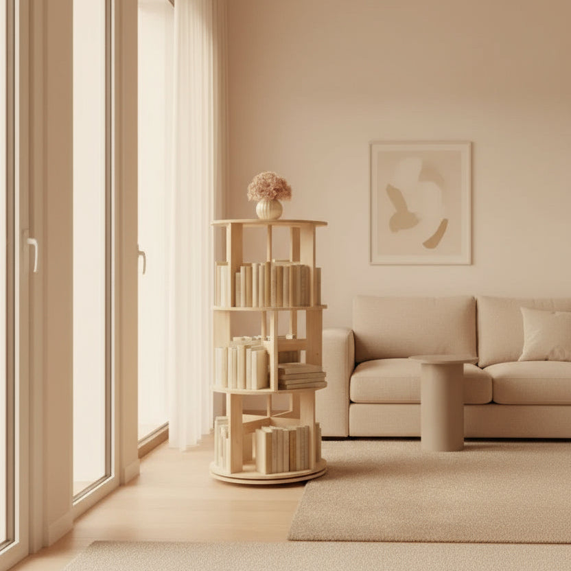 Wooden 360 Rotating Bookshelf - Viridian Home & Accessories