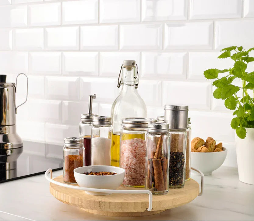 12' Lazy Susan Wooden Spice Rack - 360-Degree Rotating Organizer for Modern Kitchens - Viridian Home & Accessories