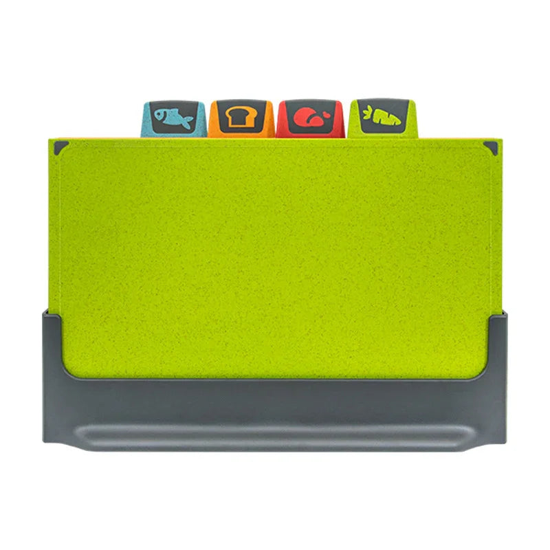 Indexd Chopping Board Set - 4 Eco-Friendly PP Plastic & Wheat Straw Fiber Boards with Color-Coded Indexing for Safe Food Preparation - Viridian Home & Accessories