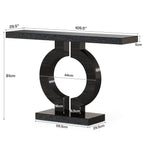 Modern Black Marble-Effect Console Table - Sculptural Entryway & Sofa Table Viridian HM Limited