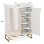 Art Deco White & Gold Accent Cabinet - Luxury Sideboard & Bar Station Viridian HM Limited