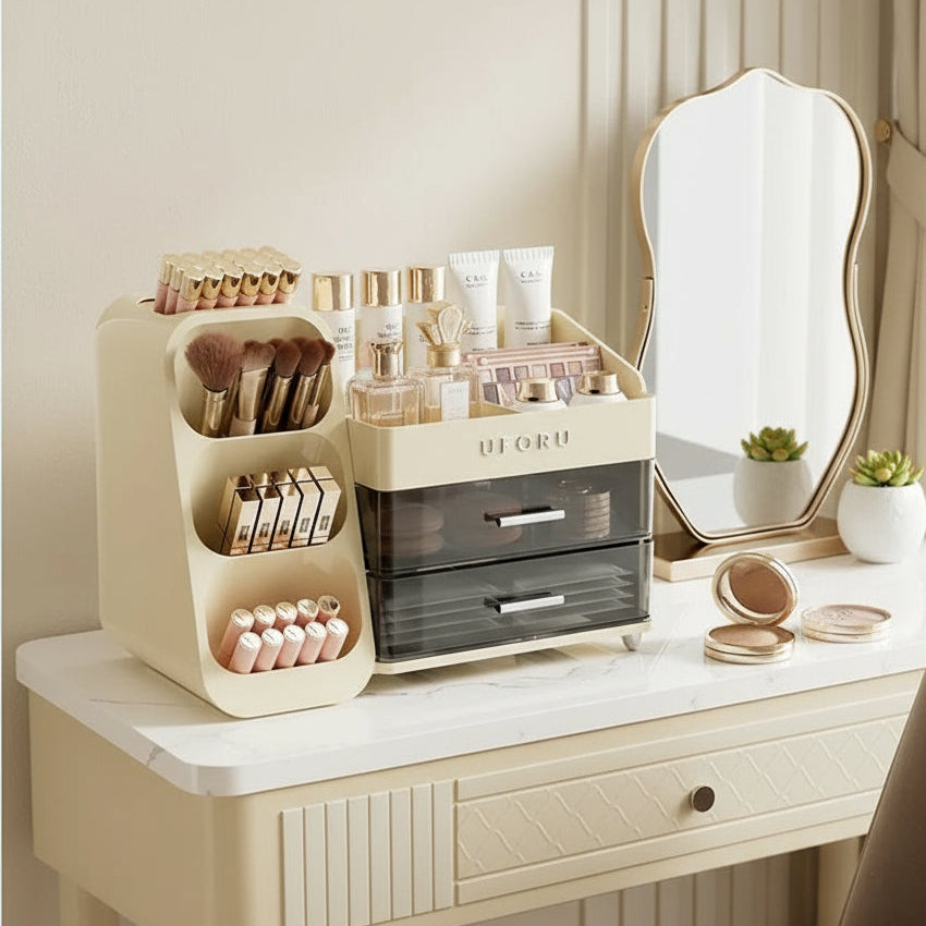 Dustproof Bathroom Makeup Storage Box Modern Elegance Dustproof Design Organized Cosmetics Protection - Viridian Home & Accessories