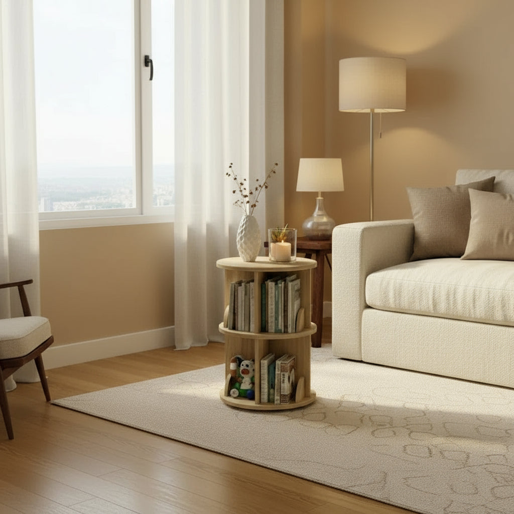 Wooden 360 Rotating Bookshelf - Viridian Home & Accessories