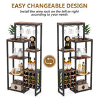 Industrial Wine Rack, 5-Tier Freestanding Wine Display Shelf Tribesigns
