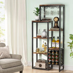 Industrial Wine Rack, 5-Tier Freestanding Wine Display Shelf Tribesigns