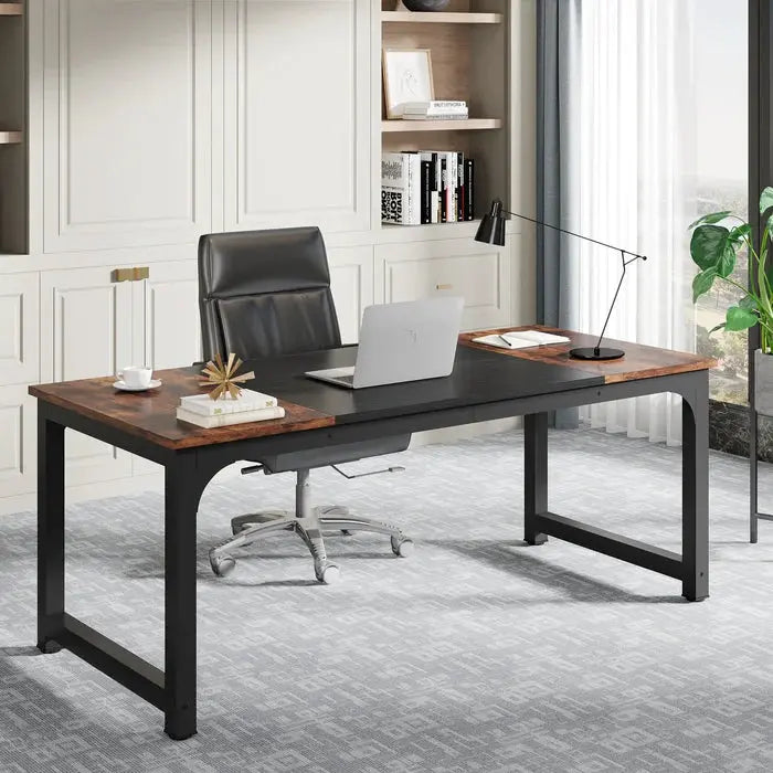Modern Conference Table - Rectangular Meeting Desk for Computer Use