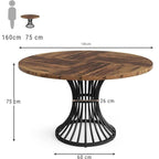 Modern Round Walnut Dining Table - Pedestal Base & Parquet Top Viridian HM Limited