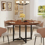 120cm Round Dining Table, Heavy-Duty Metal Base, Space-Saving Tribesigns