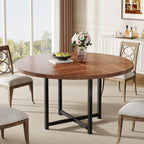 120cm Round Dining Table, Heavy-Duty Metal Base, Space-Saving Tribesigns