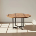 120 cm Round Dining Table, Heavy-Duty Metal Base, Space-Saving Tribesigns