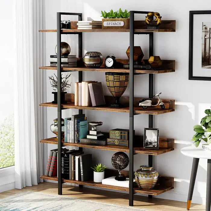 5-Tier Industrial Bookshelf and Display Rack