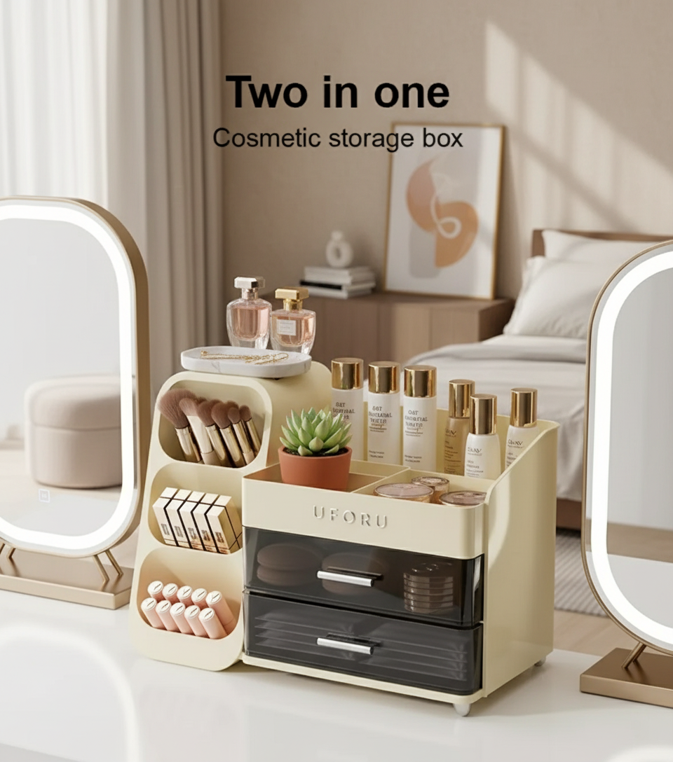 Dustproof Bathroom Makeup Storage Box Modern Elegance Dustproof Design Organized Cosmetics Protection - Viridian Home & Accessories