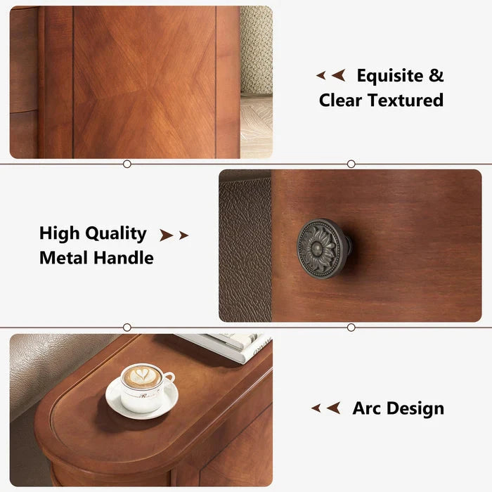 Narrow Storage End Table - Sofa Side & Bedside Table with 2 Easy-Glide Drawers Viridian HM Limited