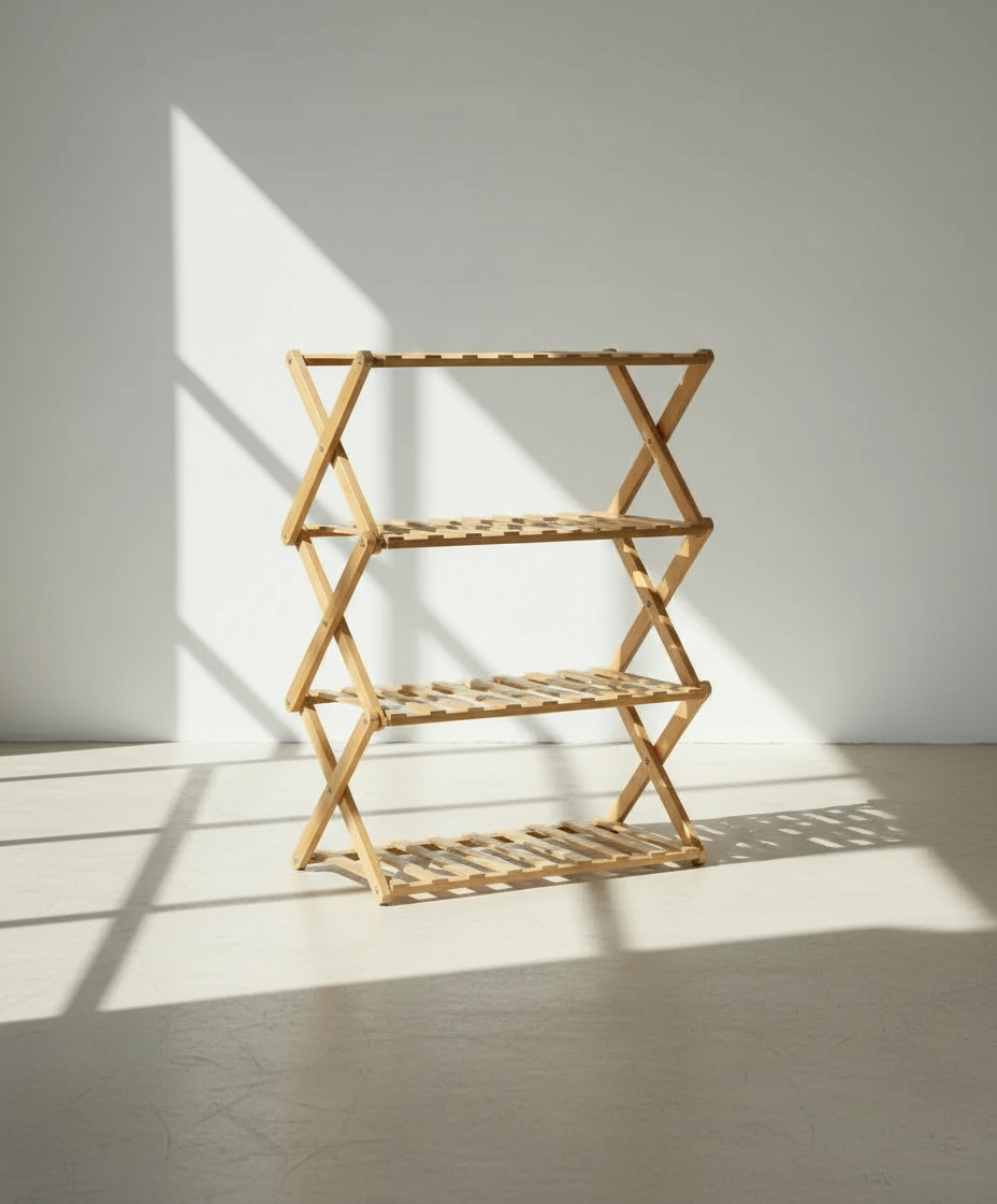 Modern 4-Tier Bamboo Shoe Rack Foldable Eco-Friendly Bamboo Storage - Viridian HM Limited