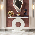 Modern Console Table 100 cm Wood Sofa Table with Geometric Base