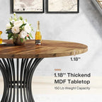 Modern Round Walnut Dining Table - Pedestal Base & Parquet Top Viridian HM Limited