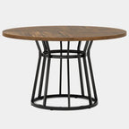 Modern Round Walnut Dining Table - Architectural Pedestal Base & Parquet Top Viridian HM Limited