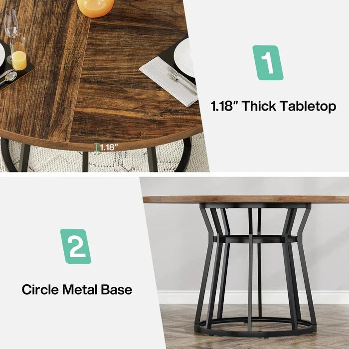 Modern Round Walnut Dining Table - Architectural Pedestal Base & Parquet Top Viridian HM Limited