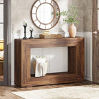 Modern Rustic Hollow Console Table - Bold Geometric Entryway & Accent Sideboard Viridian HM Limited