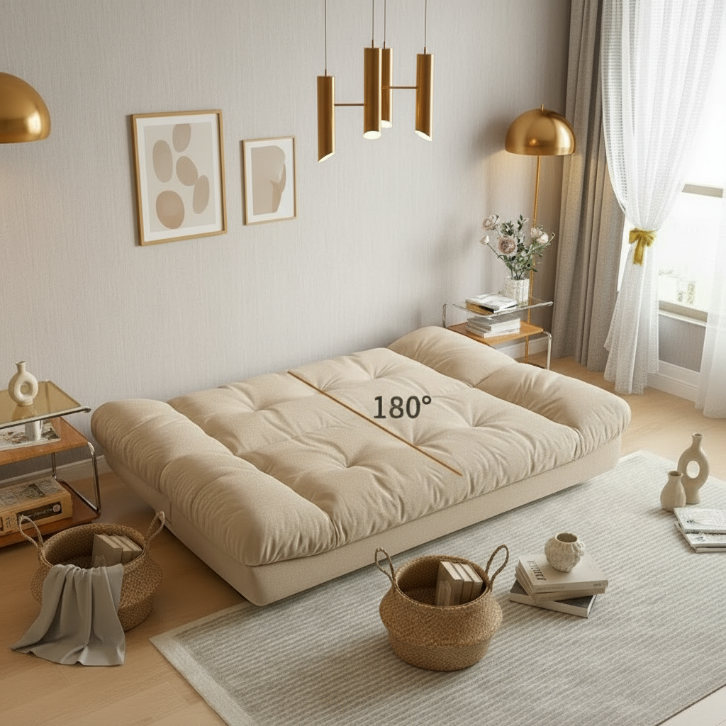 Cloud-Shaped Folding Sofa Bed with Adjustable Backrest in Three Positions High-Density Sponge & UP Cotton for Compact Living - Viridian Home & Accessories