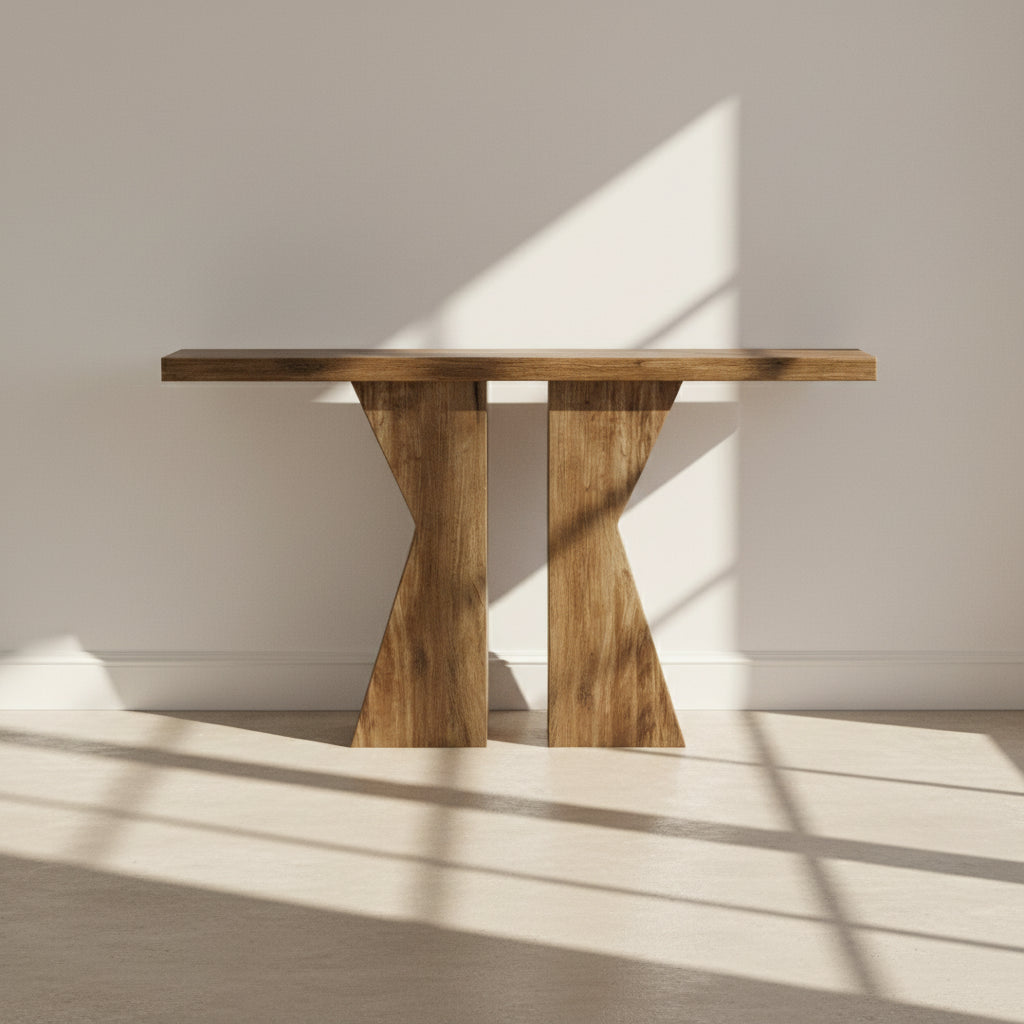 Wood Console Table, 55" Sofa Table Entryway Table with K-Shaped Frame